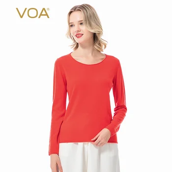 

VOA pure sheepskin natural curling round neck hedging wild long sleeve multicolor optional straight skin-friendly sweater BG203