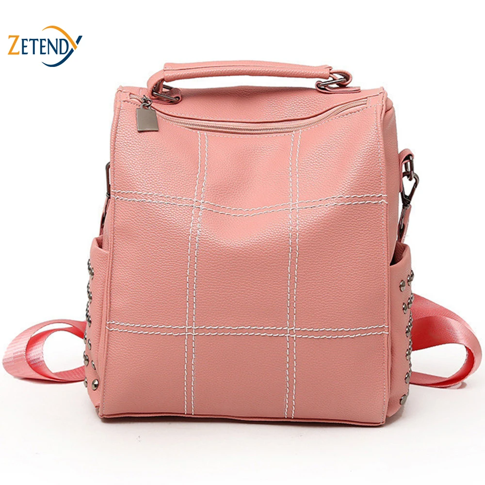 

Women's Backpack Soft Leather Casual Fashion Large Capacity Female Trend Softback Student Multi-functional Design Fashion Bags