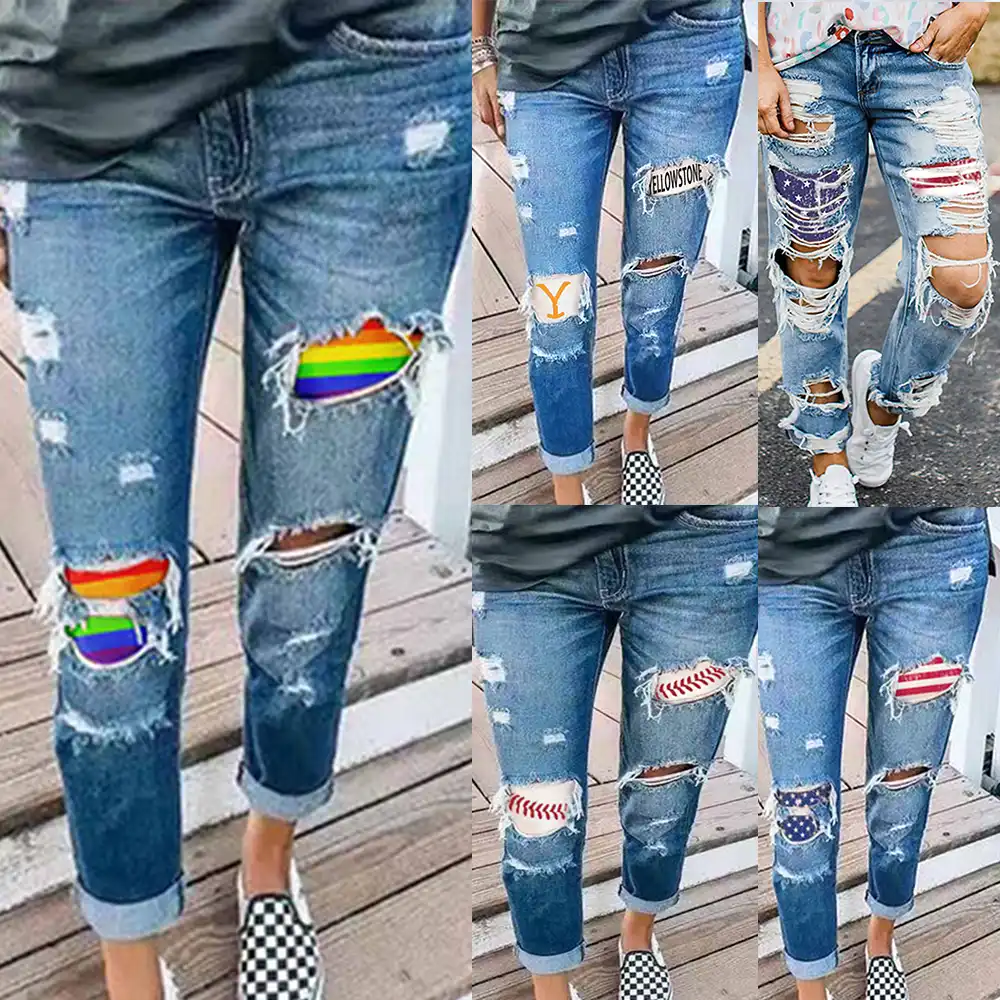 destroyed stretch jeans