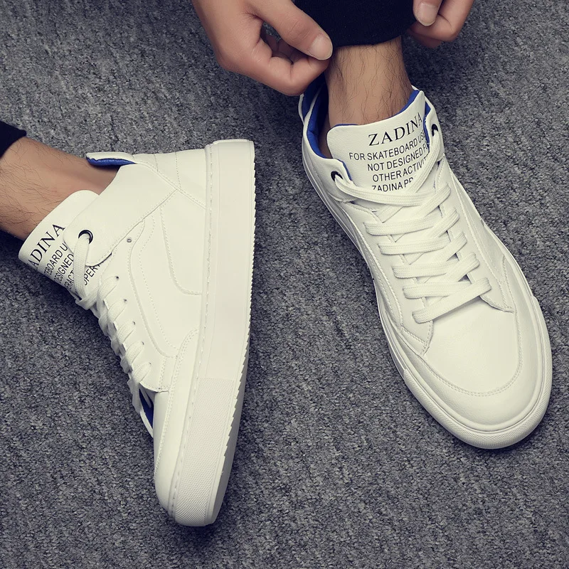 

Autumn new Korean version leather high top casual shoes air force sneakers with all kinds of breathable fashionable white shoes