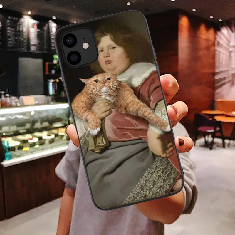 Забавный мягкий чехол Leonardo da Vinci Mona Lisa Pat Cat для iphone 11 Pro MAX для iphone X XR Xs Max 6 6S 7 8 Plus