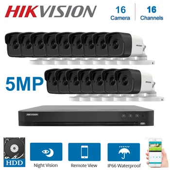 

Hik 16 Kanalen Dvr Kit Hybrid Video Surveillance Recorder DS-7216HUHI-K2 Met 5MP Bullet Security Camera DS-2CE16H0T-ITF Kits