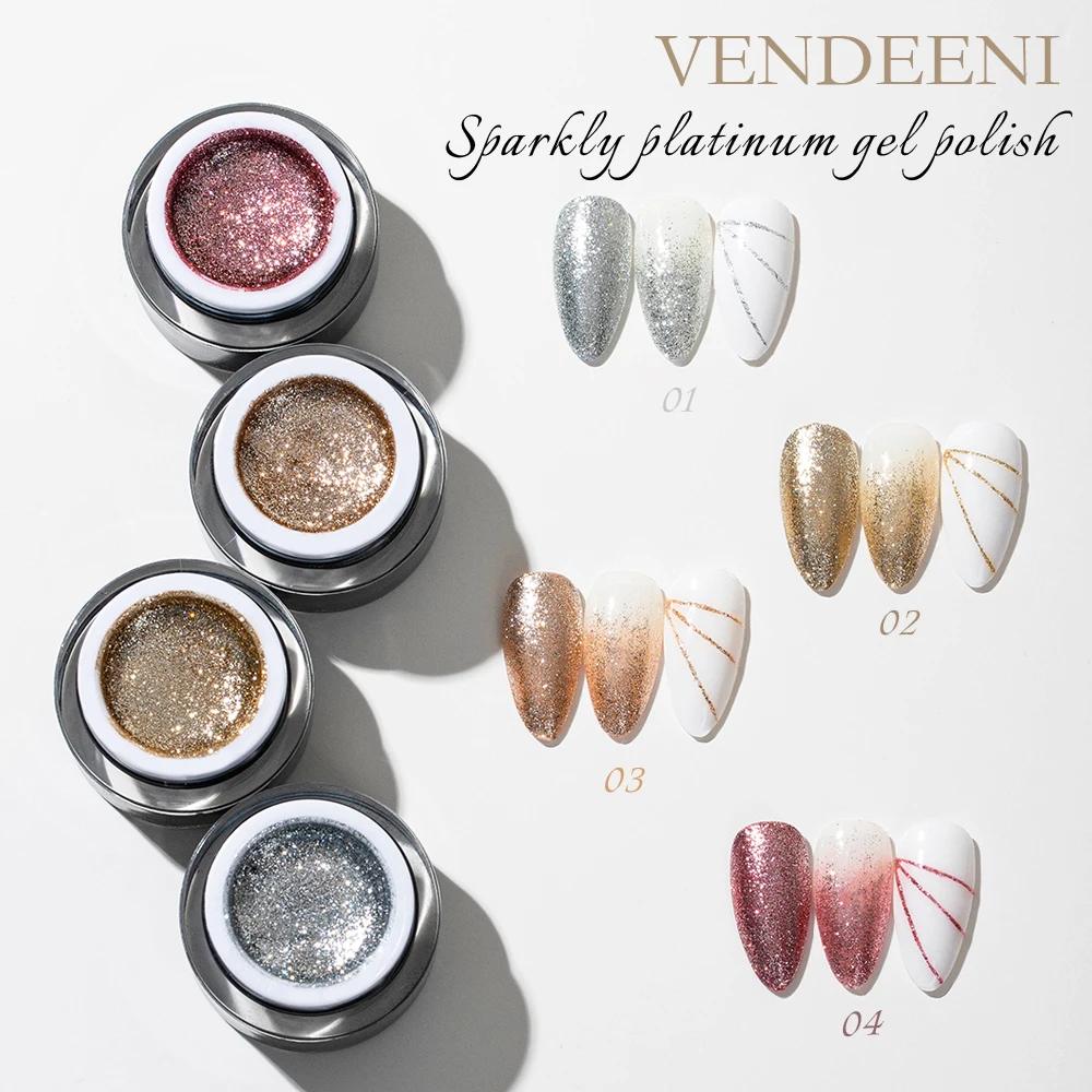 Vendeeni 글리터 플래티넘 젤 매니큐어 파인 파우더 하이브리드 스파클링 U..