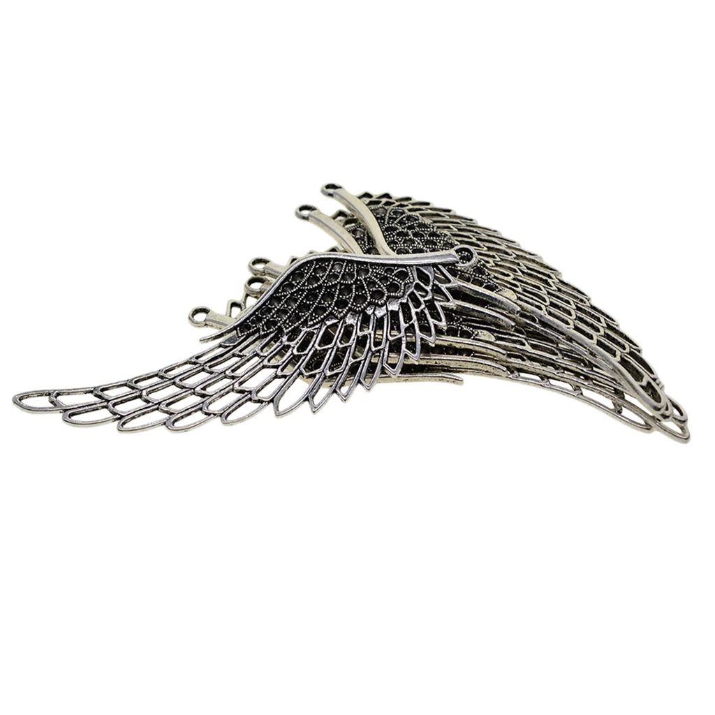 6pcs Large Wing Charms Bird Angel Wings Charm Antique Silver Charms 108x38mm