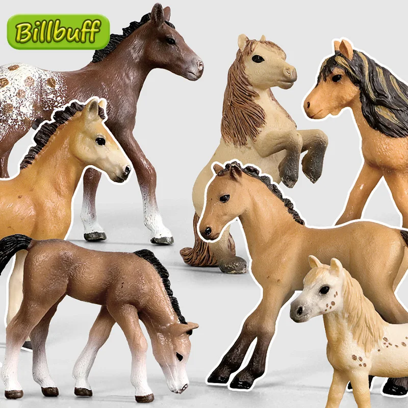 Hot Sale Simulation Farm Animal Model Mini Horse Foal Ornaments Aciton