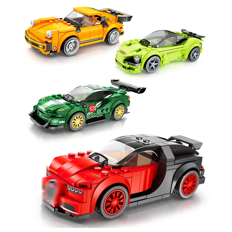 

Sembo 4 Sets/Lot Compatible Legoet Technic Voiture Champion Racing Car Building Diamon Nano Blocks Bricks Porsches Birthday