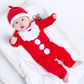 

New Christmas Baby Clothes Long Sleeve Newborn Romper 2019 New Autumn/Winter Newborn Girl/ Boy Jumpsuit hat