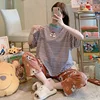Mickey Minnie Pajamas Women's Summer Casual Short-Sleeved Cute Cartoon Pattern Trousers Thin Loose Home Clothes Outer Wear Suit 5