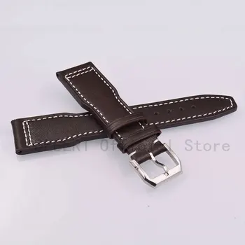 

Watch Parts 22mm Brown Leather Brown Stitches Straps WatchBands Cowhide ремешок для часов watch men strap mechanical wristwatche