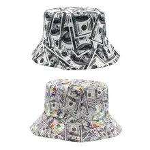 Двусторонняя Панама граффити доллар 3D печать рыбака Кепка