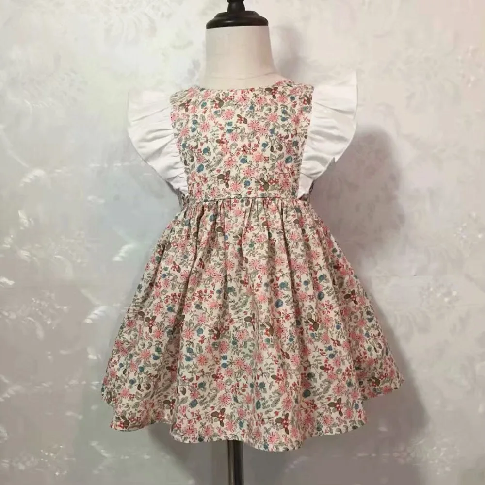 Платья с цветочным рисунком для девочек, милое Хлопковое платье без рукавов для маленьких девочек, детская одежда, платья для девочек на лето