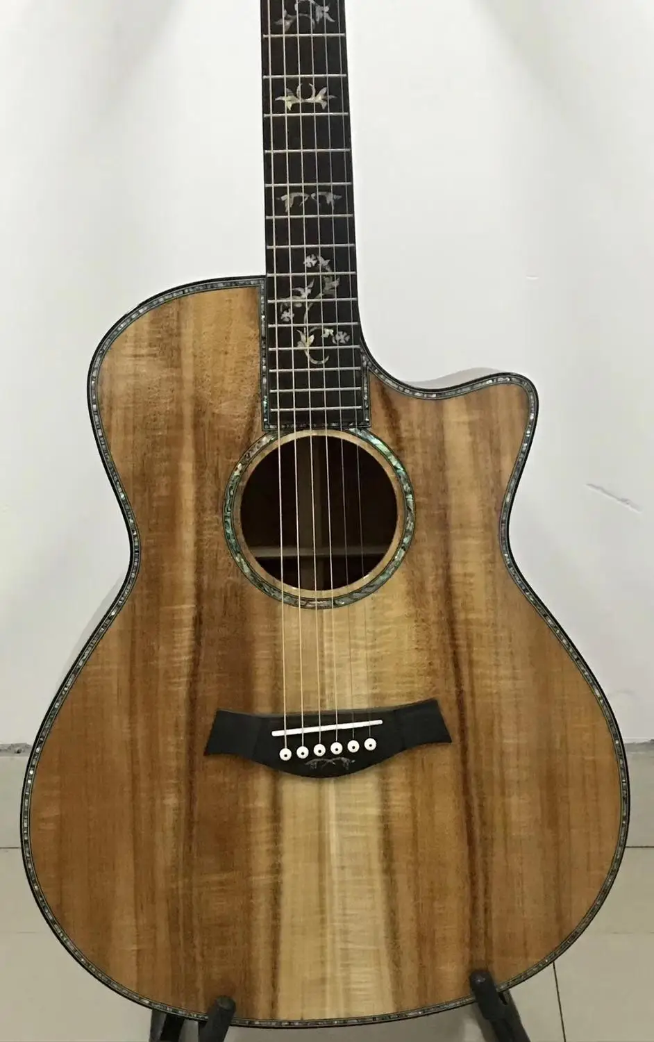 

Abalone Solid Koa wood 916 acoustic guitar,Ebony fingerboard Cutaway koa acoustic electric Guitar,Free shipping