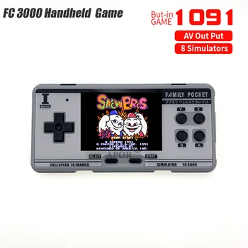 

Hot FC3000 Handheld video Gaming Portable Console 8 Bit 2g memory Simulator Grey Black Machine Built-in 1091 Classic Games PXPX7