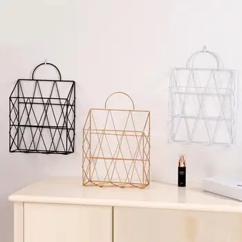 

Nordic storage rack wall wrought iron combination newspaper newspaper basket hanging debris finishing decoration