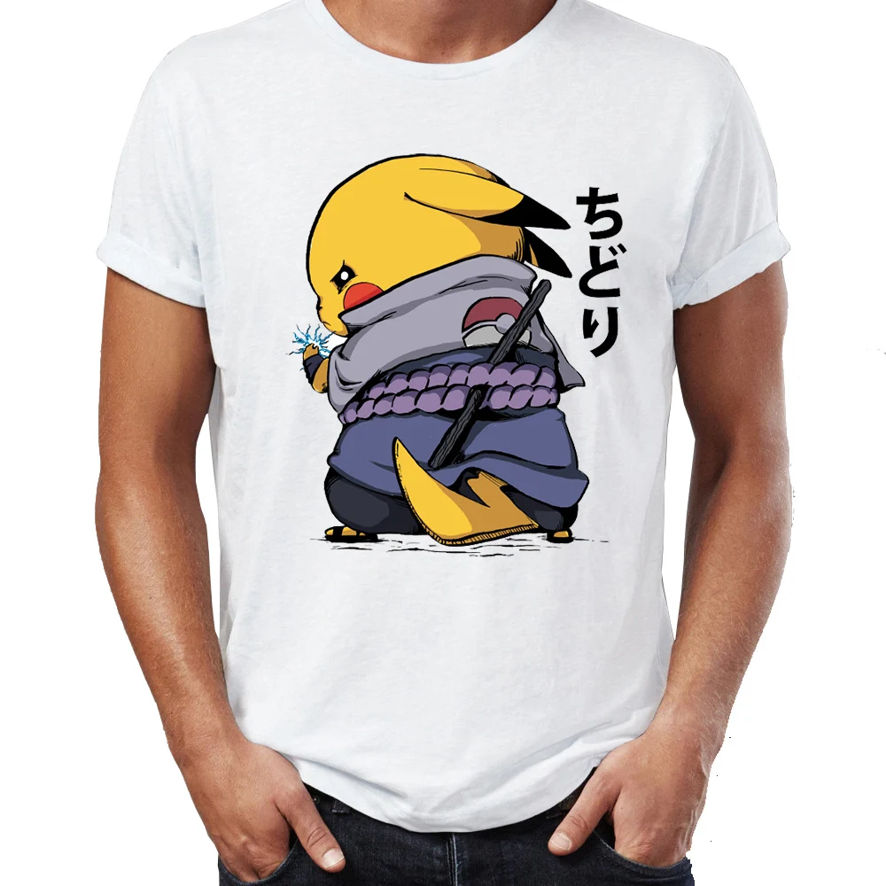 Мужская футболка Chidori Sasuke Наруто Пикачу Покемон Awesome Работа Рисунок Печатный Тройник