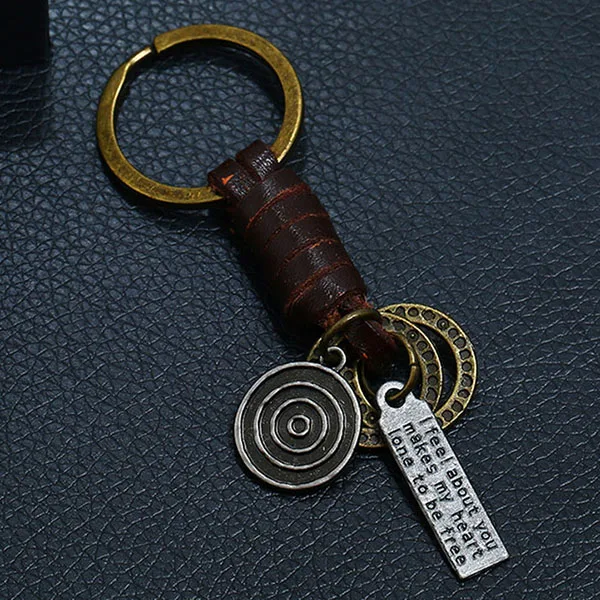 30 стиль ручной работы натуральная кожа, для панков брелок для ключей шляпа Робот животное любовь креативный вязаный брелок античный бронзовый соединитель кольцо - Цвет: 28