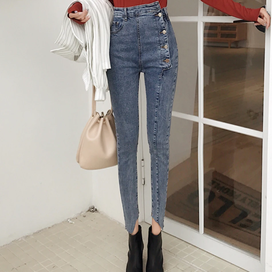 Genayoa, высококачественные обтягивающие джинсы, женские джинсы с высокой талией, джинсовые узкие брюки, уличная одежда