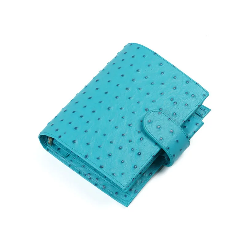 Ostrich Blue Монограмма буквы Porfolio натуральная кожа страуса, крокодил блокнот с рисунком чехол Бизнес Офис простой блокнот Сумка для документов - Цвет: Ostrich Blue