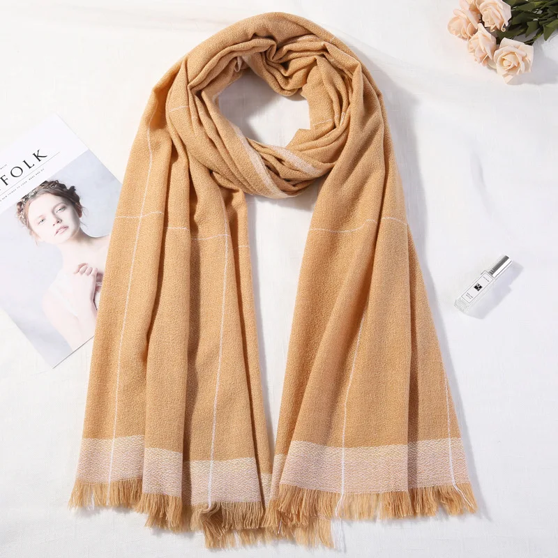 in the fall and winter of female long han edition joker more students warm double-sided plaid shawl cashmere scarf - Цвет: see chart 2