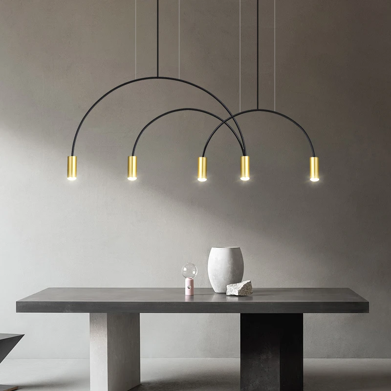 Nordic Post-modern Minimalist Line Chandelier Personality Creative Model Room Restaurant Dining Table Coffee Shop Bar Chandelier