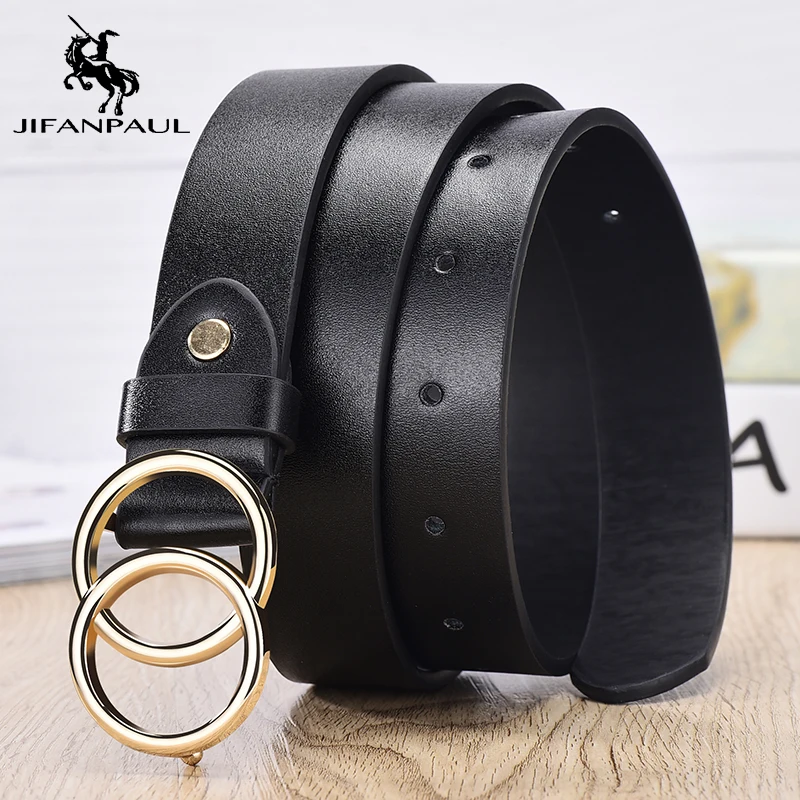 JIFANPAUL, натуральная кожа, женские, сплав, двойное кольцо, пряжка, модный Регулируемый ремень, Ретро стиль, панк, женское платье, джинсы, студенческие ремни