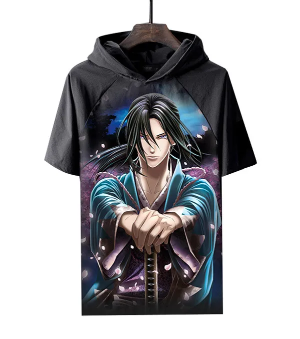 Style6 Футболка с изображением в стиле аниме косплея Hakuouki Hakuoki с капюшоном и изображением героев мультфильмов мульти-стиль Короткие Тошизо Хиджиката Сайто Хаджиме Косплэй Motivs Аниме футболки - Цвет: Style6
