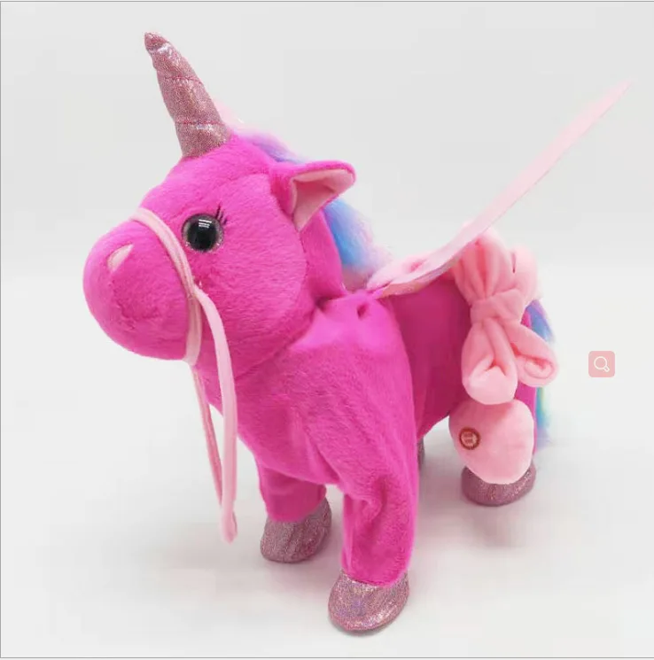 Rose red Забавные игрушки Электрический ходячий Единорог плюшевая игрушка чучело игрушка электронная музыка Единорог игрушка для детей рождественские подарки - Цвет: Rose red