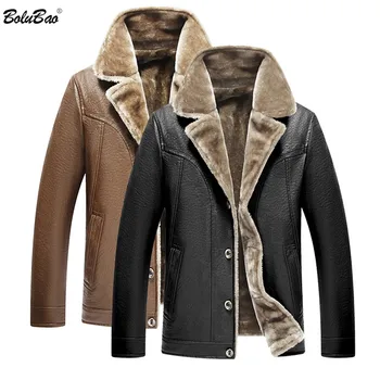 

BOLUBAO Brand PU Leather Jacket Men Lapel Solid Color Jackets Coats Men's Leather Jackets Men's Clothing