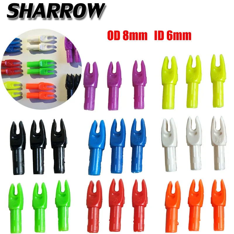 

100pc Archery Arrow Nock Insert OD8mm ID6mm Arrow Tails Plastic Arrow Nock Hunting Slingshot Shooting Bow And Arrow Accessory