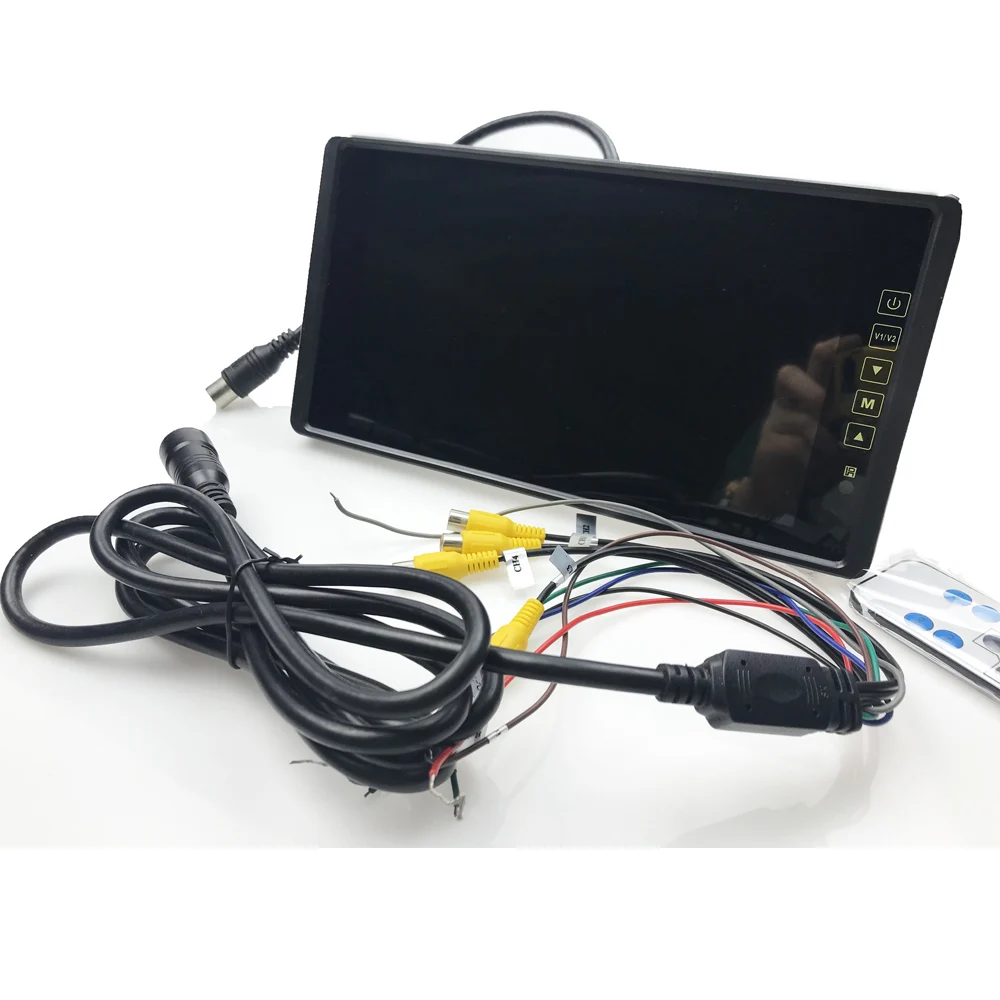 car monitors 9-inch rearview mirror split display HD Group 1024*800 monitor 4 channel screen AV interface Remote control Audio input car display screen Car Monitors