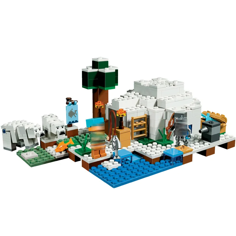 

1811 278pcs My World Polar Igloo Bear House Alex Jokul Building Blocks Compatible With legoinglys 21142 Bricks Toys For Children
