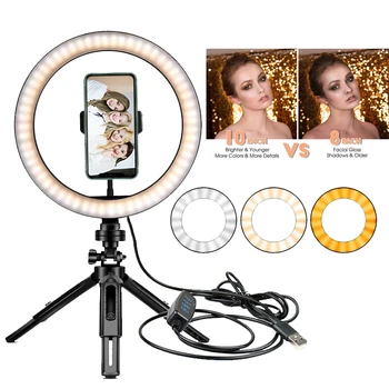 

For Youtube Live Tiktok 26/16CM Table Hold Tripod Selfie Photography Lighting Phone Holder Ringlight Led Ring Light Lamp