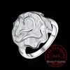 Anillos De plata con flor Vintage rosa para mujer y hombre, joyería De 100% Plata De Ley 925, tamaño 6, 7, 8, 9, 10, Bisutería ► Foto 2/6