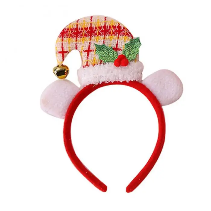 Hot Sale Cartoon Style Red Big Curved Cap Buckle Christmas New Year Party Headband for Kids Boys Girls Hair Loops Decoration