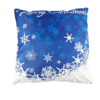 

Snowflake Blue Background Merry Christmas Gifts Flax Throw Pillow Case Cushion Cover Home Office Living Room Decorative Square 1
