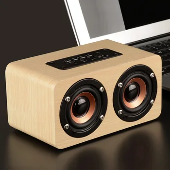 

High Quality Portable Wooden 10W Wireless Bluetooth Loudspeaker Subwoofer Support TF Card Phone Call Speaker Music Player