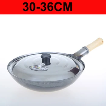 

Iron Wok Traditional Handmade Iron Wok Non-stick Pan Non-coating Gas Cooker Cookware 30CM 32CM 34CM 36CM