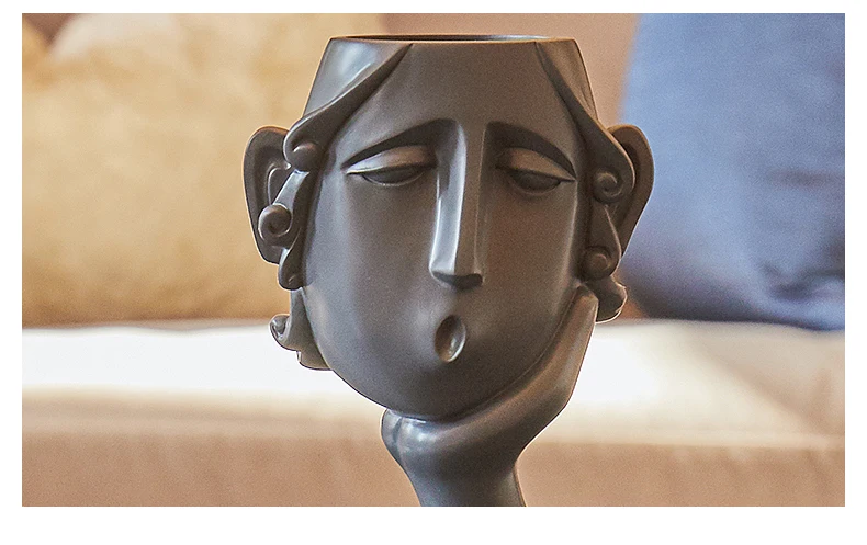 Современная Абстрактная живопись человека ваза, украшенная головом керамика характер декоративные украшения творческий домашнее Настольное Украшение Аксессуары