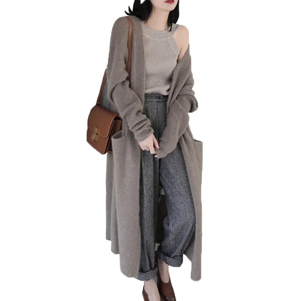 Cardigan Women Sweater Autumn Winter Thick Warm Solid Simple Knitwear Loose Korean Street Fashion Black Long Jumper Knitted Top Cardigan Women Sweater Autumn Winter Thick Warm Solid Simple Knitwear Loose Korean Street Fashion Black Long Jumper Knitted Top