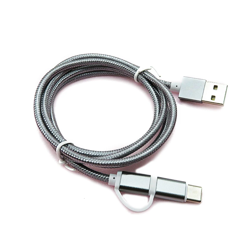 2 в 1 из трикотажа Micro usb Type C для быстрой зарядки с портом зарядного устройства USB