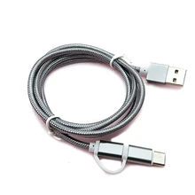 2 в 1 из трикотажа Micro usb Type C для быстрой зарядки с usb-портом зарядного устройства USB кабель для передачи данных для Xiaomi Huawei Samsung S9 S8 Andriod мобильн...