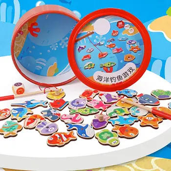 

Outdoor Magnetic Fishing Parent-child Interactive Toy Wooden Fish Bath Toys