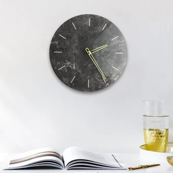 

Funlife Black Marble Wall Clock,Modern Design Creative Nordic Clocks DIY Silence Wall Watch For Bedroom Living Room Home Decor