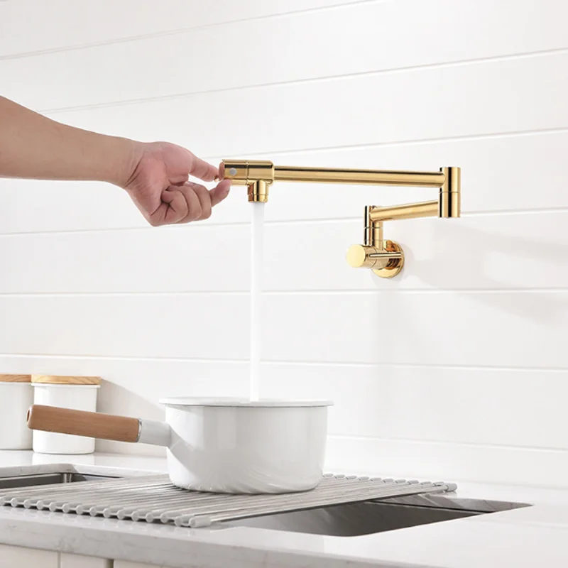 

Modern classical all-copper folding telescopic single-cold water basin faucet horizontal wall chrome plating basin faucet