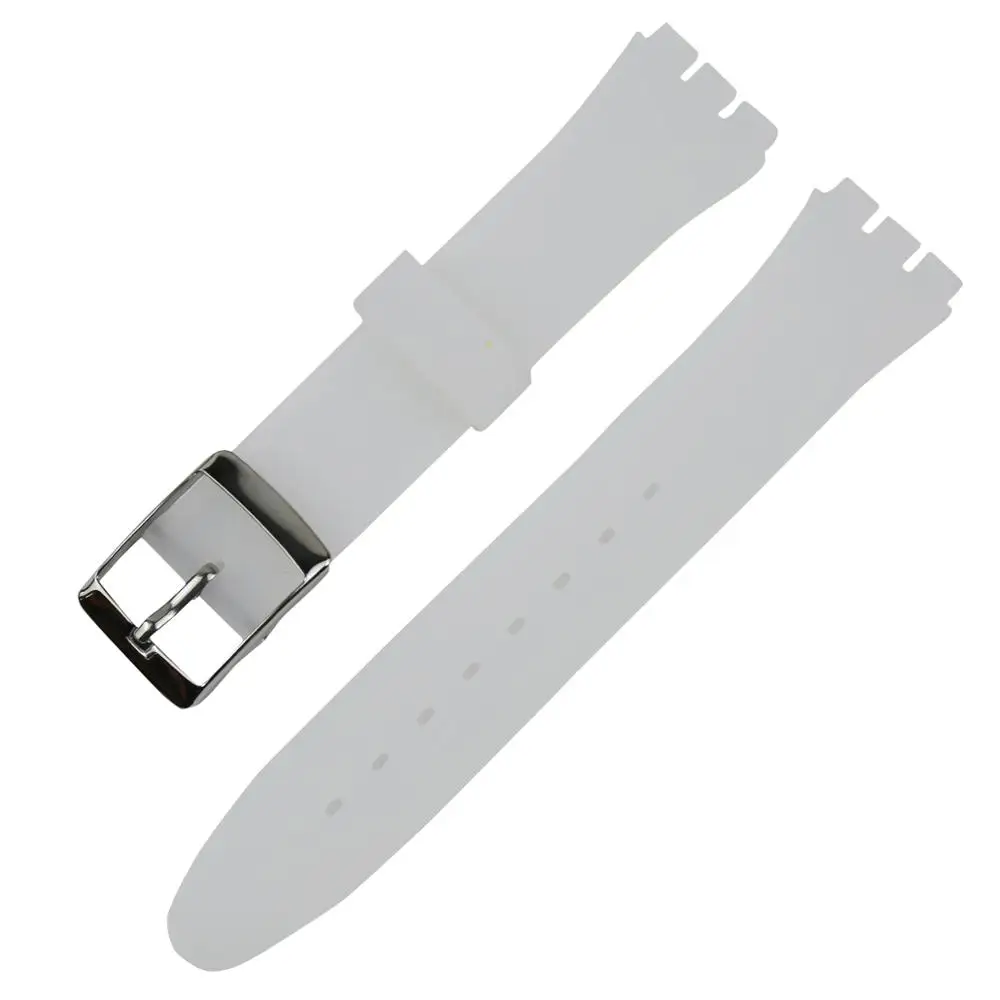 Transparent Силиконовый ремешок для часов, применимый для Swatch, Пряжка из нержавеющей стали, мужской ремешок с инструментом, Ширина часов 17 мм \ 19 мм - Цвет ремешка: Transparent
