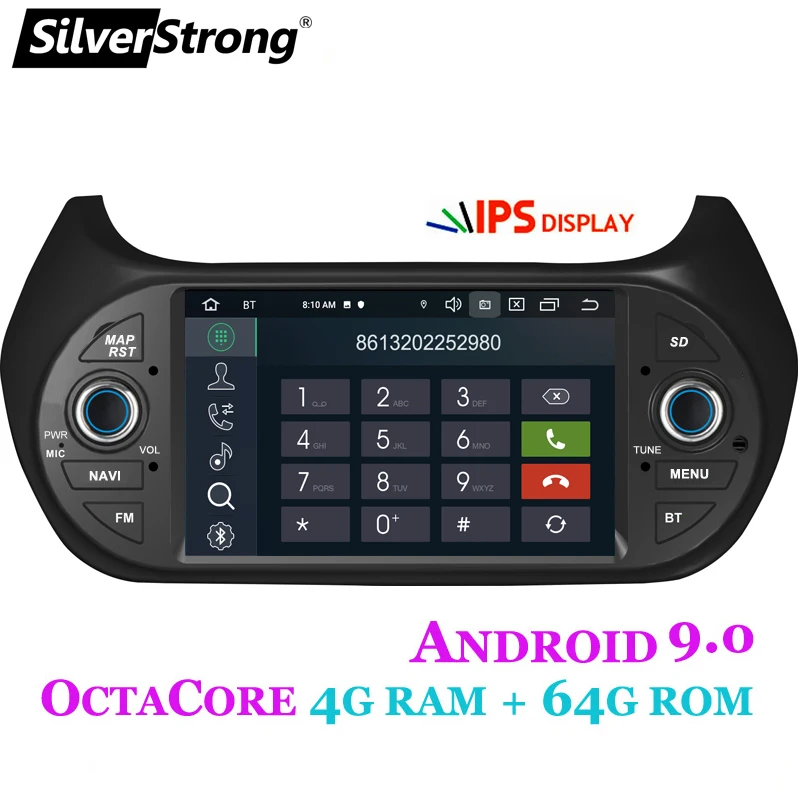 SilverStrong Автомобильный мультимедийный плеер gps Android9.0 Автомагнитола 1Din DVD 4G для FIAT/Fiorino/Qubo/Citroen/Nemo/peugeot/Bipper 2G16G