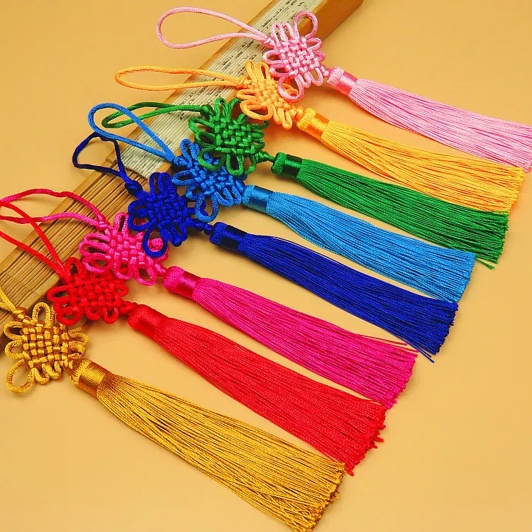 2/5/10/20PCS handgemachte chinesische Knoten Glück Quasten Satin Seide Zahnseide Quaste für Neujahrsgeschenke Frühlingsfest DIY Handwerk Dekor – Detail 5