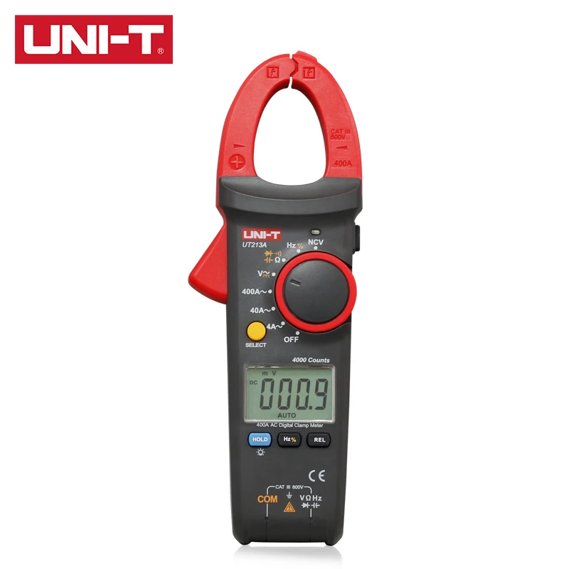 

Цифровой зажим-измеритель параметров UT213A UT213B UT213C 400A, функция True RMS, ЖК-подсветка, Автоматический диапазон, чтение слов, 3999 NCF