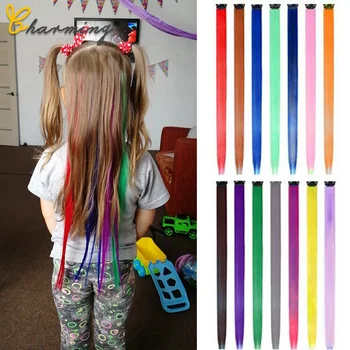 

CHARMING Synthetic Hair Extensions With Clips Heat Resistant Straight Hair Extensions Color Colored Black Hair Clip Womens 13G/P