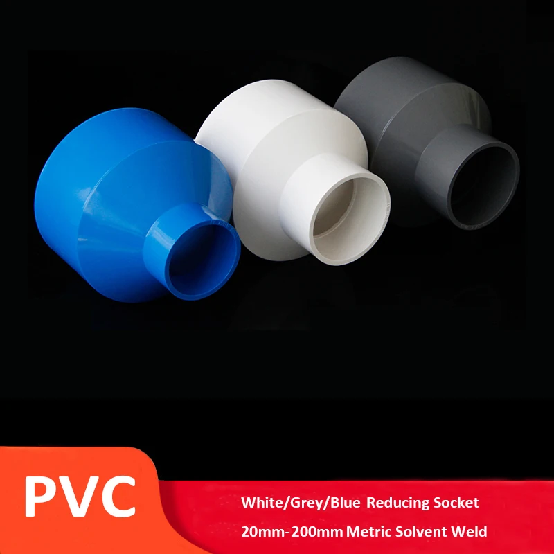 1 Uds PVC reducir Socket 20,25 de 32,40 de 50,63 de 75,90 110mm métrico disolvente de presión conector de instalación de tuberías del Acuario de riego